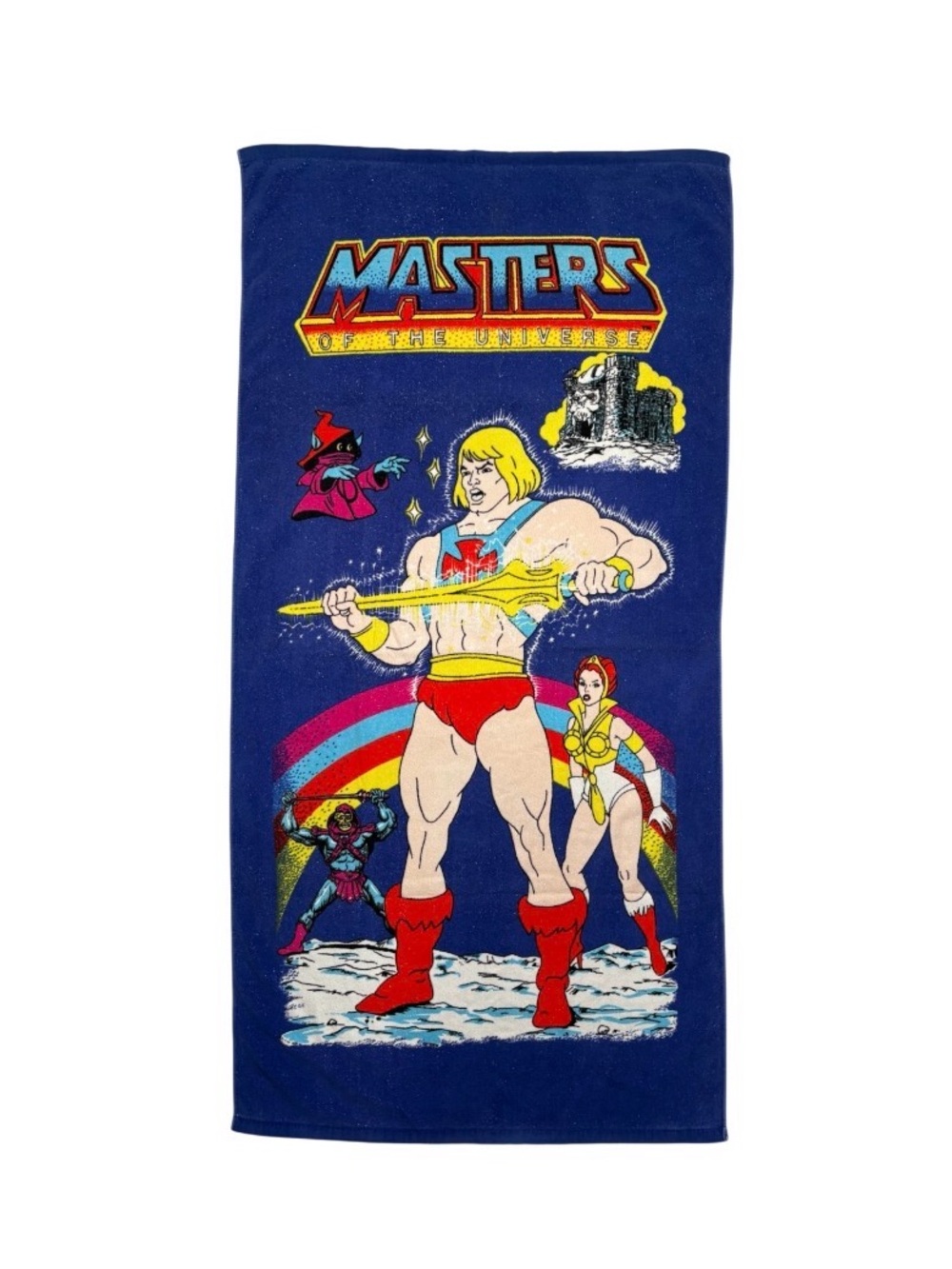 He-Man Masters of the Universe Beach Blue Towel Made in Japan Vtg 1985 RARE